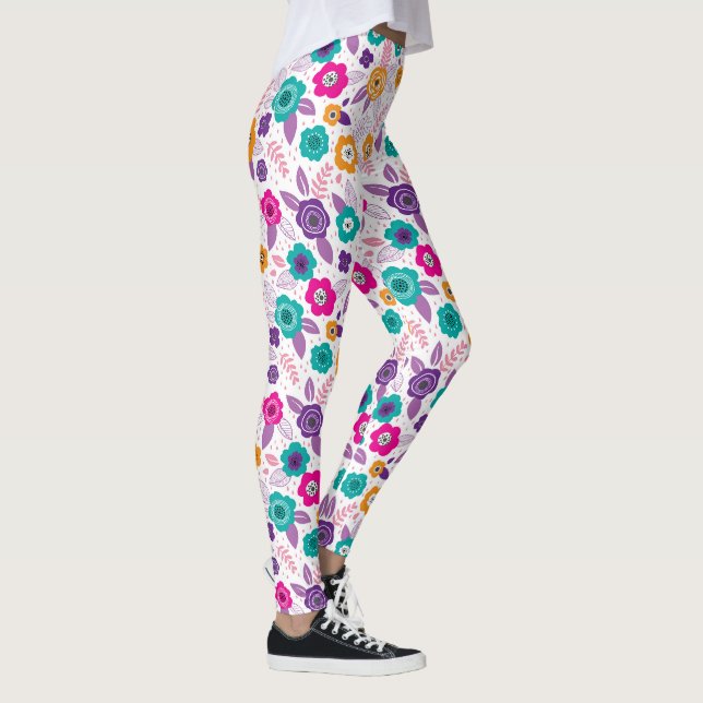 Flerfärgad elegant ditsy blommig mönster leggings (Höger)