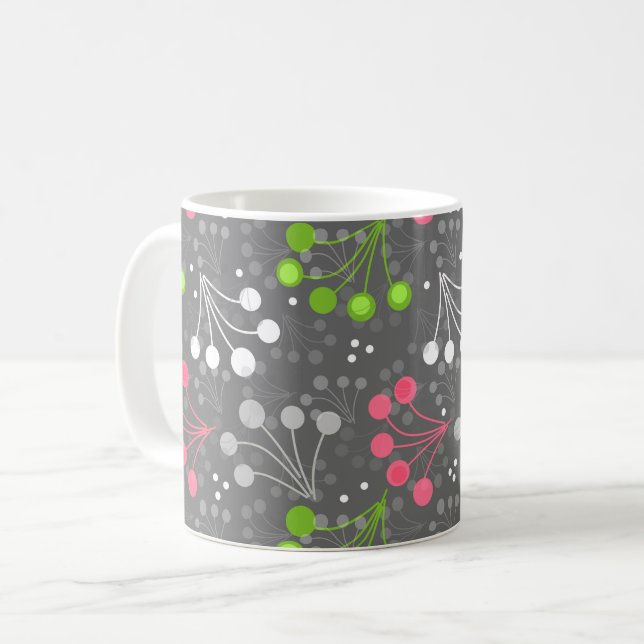 Flerfärgad enkel bärmönster retro sextio kaffemugg (Framsida vänster)