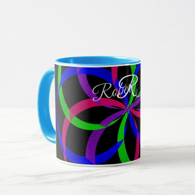 Flerfärgad figur 8 Geometrisk kaffemugg (Framsida vänster)