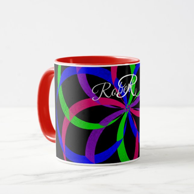 Flerfärgad figur 8 Geometrisk kaffemugg (Framsida vänster)