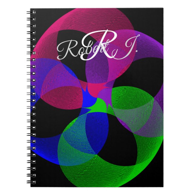 Flerfärgad Fusion Geometrisk Spiral Anteckningsbok (Framsidan)