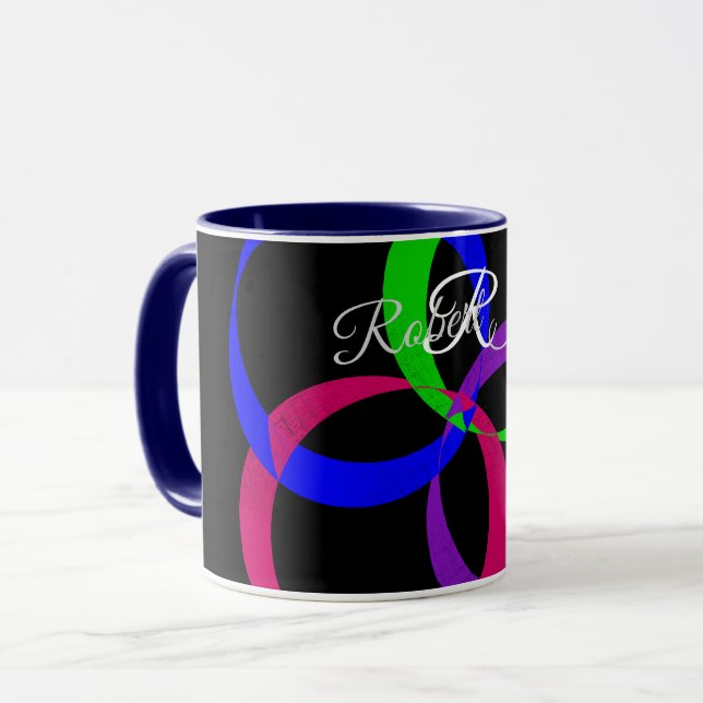 Flerfärgad geometrisk kaffemugg med utbytesbara mö (Framsida vänster)