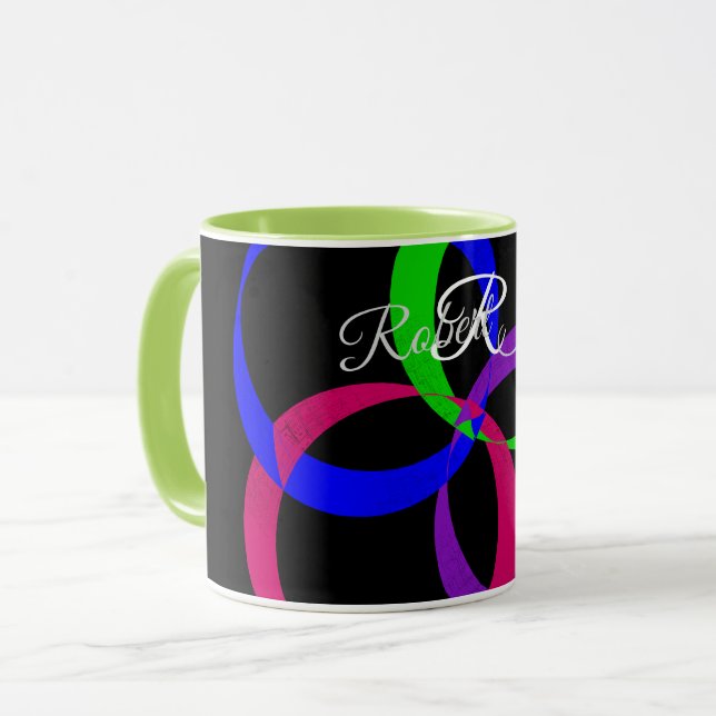 Flerfärgad geometrisk kaffemugg med utbytesbara mö (Framsida vänster)