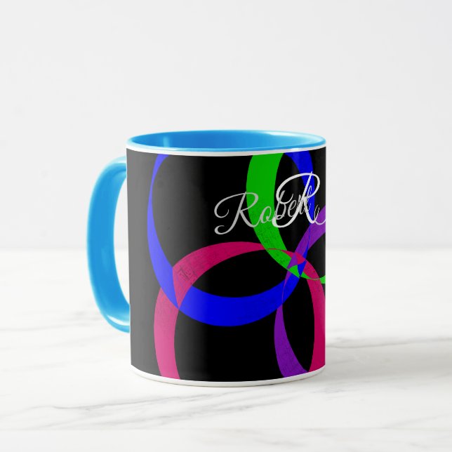 Flerfärgad geometrisk kaffemugg med utbytesbara mö (Framsida vänster)