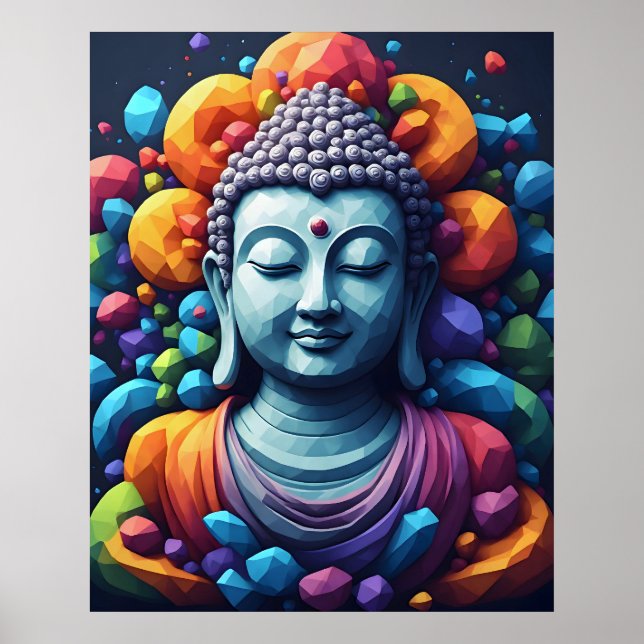 Flerfärgad geometrisk modern konst - Gautam Buddha Poster (Framsidan)