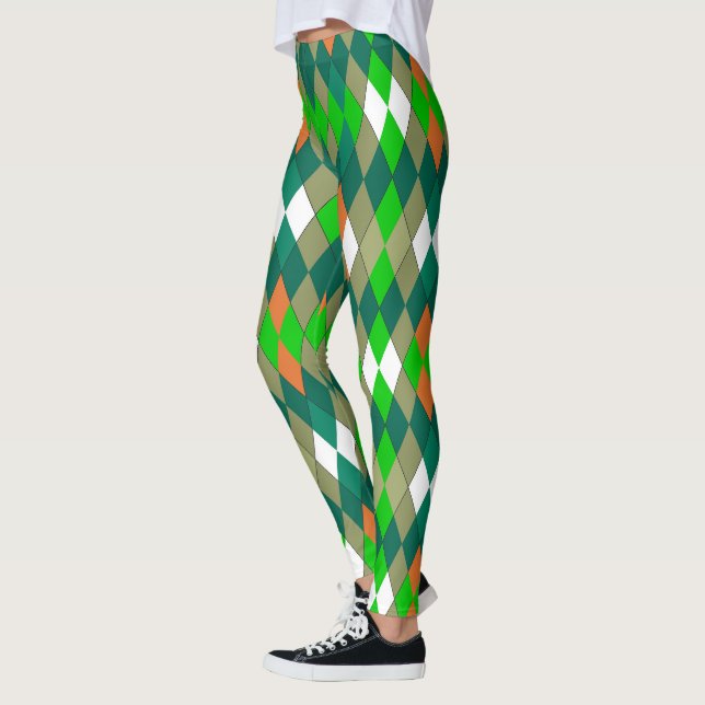 Flerfärgad geometrisk mönsterruter minimalism leggings (Vänster)
