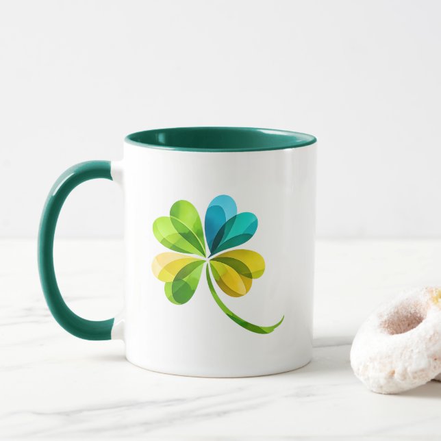 Flerfärgad geometrisk Shamrock St. Patrick's Day M Mugg (Med munk)