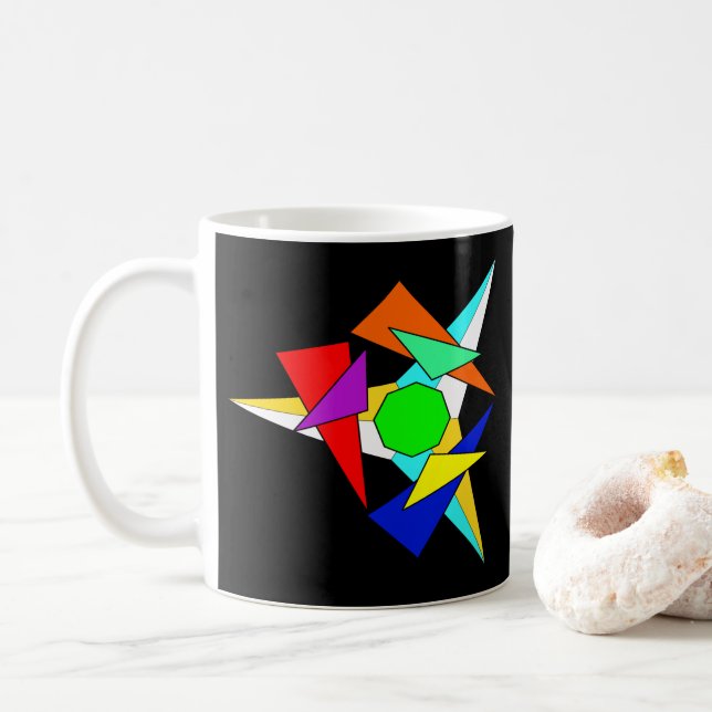 Flerfärgad geometrisk stjärnsprängning kaffemugg (Med munk)