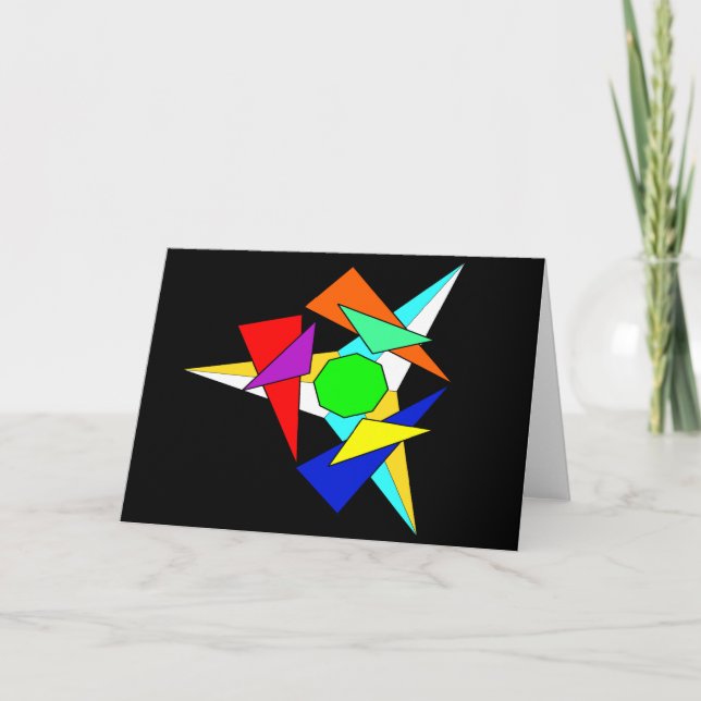 Flerfärgad geometrisk stjärnsprängning kort (Framsida)