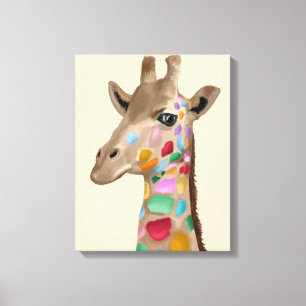 Flerfärgad Giraffe Canvastryck