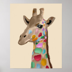 Flerfärgad giraffe poster