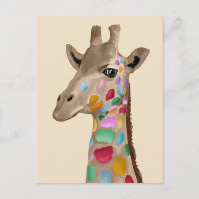 Flerfärgad giraffe vykort (Framsida)
