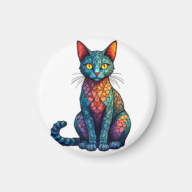Flerfärgad glasmålning Katt 784 Magnet (Framsidan)