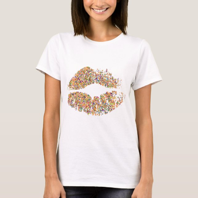 Flerfärgad Glitterläpp Tee (Framsida)