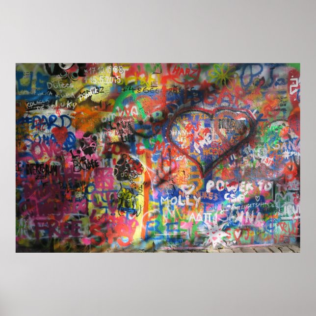 Flerfärgad graffiti på betongvägg poster (Framsidan)