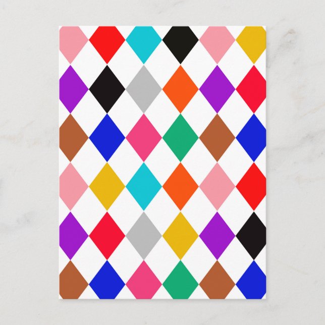 Flerfärgad Harlekin Diamantmönsterdesign  Vykort (Framsida)