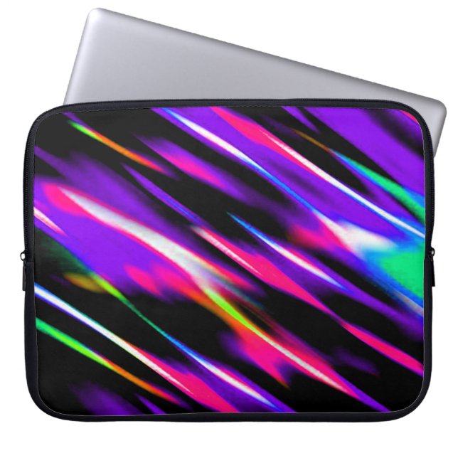 Flerfärgad Hett i segmenterad neonrandig, strimlad Laptop Fodral (Framsidan)
