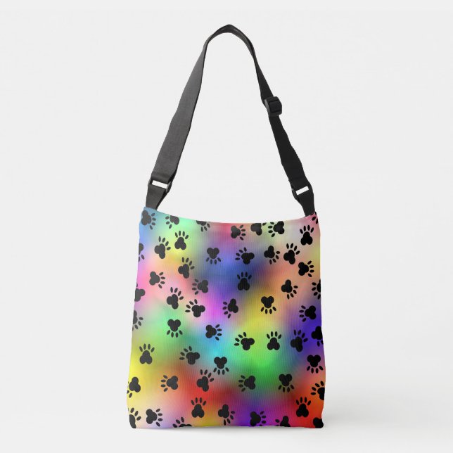 Flerfärgad hundpaw tryck Totebag Axelväska (Framsida)