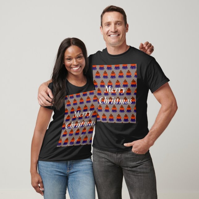 Flerfärgad julgran - gobeläng vykort t shirt (Unisex)
