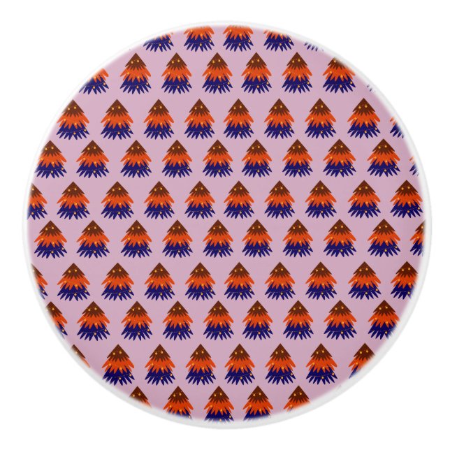 Flerfärgad julgran - Keramisk knopp (Framsidan)