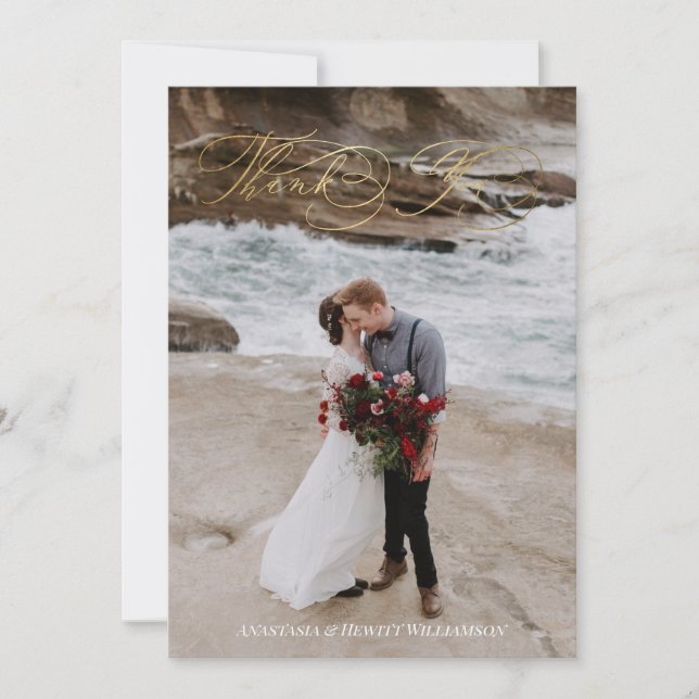 Flerfärgad kalligrafi Bröllop Tack (Framsida)