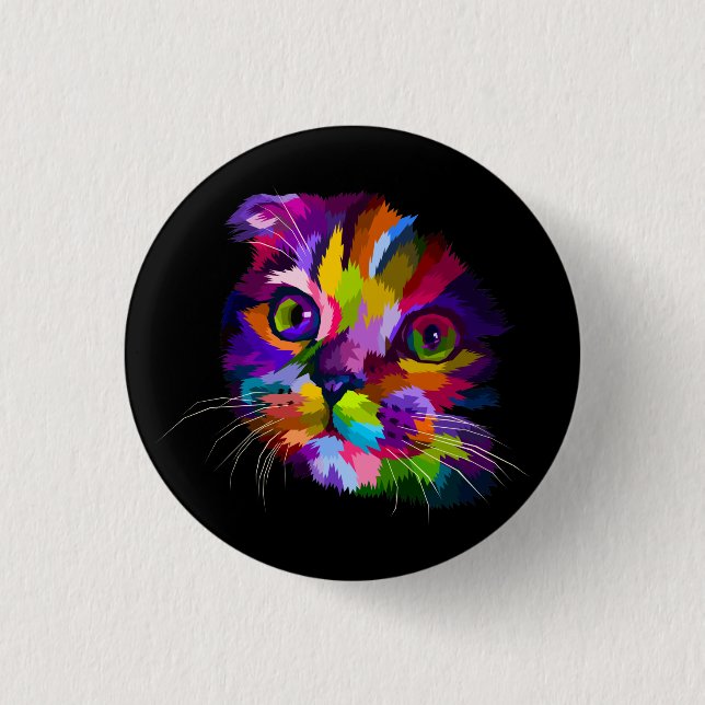 Flerfärgad Kitten Pop Art Knapp (Framsida)