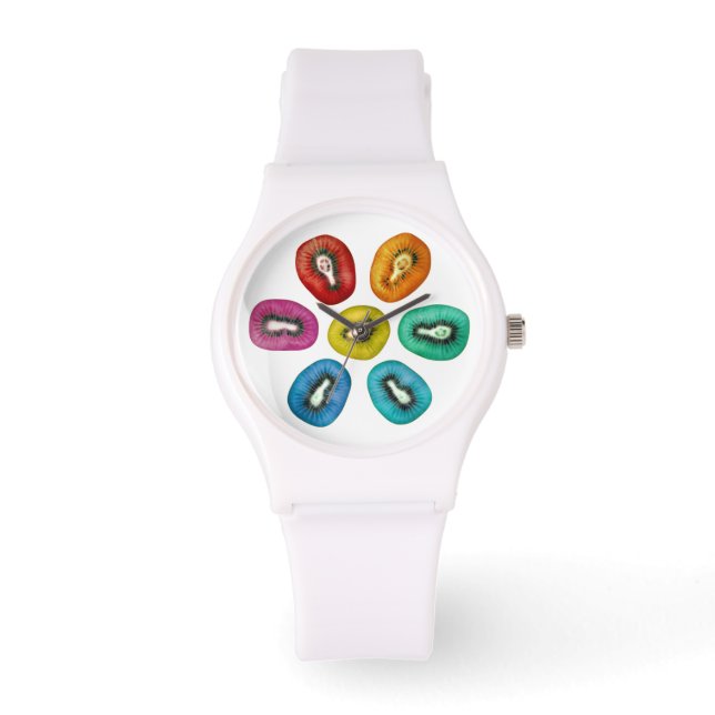 Flerfärgad Kiwi-mönster Armbandsur (Framsida)