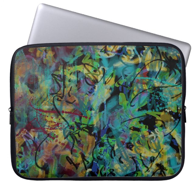 Flerfärgad Kladdig Abstrakt Konst Laptop Sleeve (Framsidan)