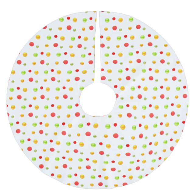 Flerfärgad konfetti på vit julgransmatta borstad polyester (Framsidan)