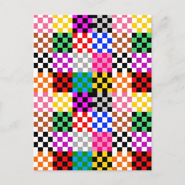 Flerfärgad lapptäcke-rutig mönsterdesign  vykort (Framsida)