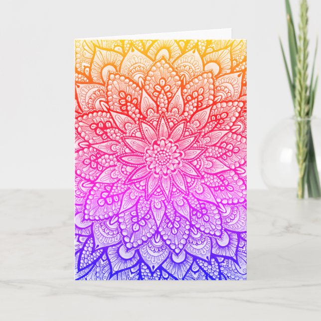 Flerfärgad Mandala-design Original konst  Kort (Framsida)