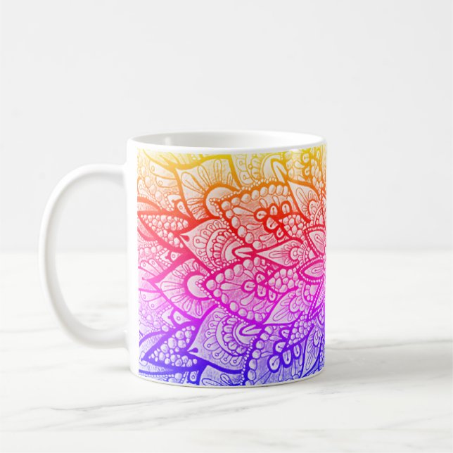Flerfärgad Mandala-design Original konst mugg (Vänster)