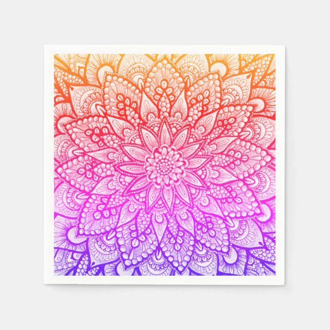 Flerfärgad Mandala-design Original konst  Pappersservett (Framsidan)