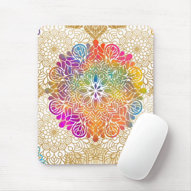 Flerfärgad Mandala Musmatta (Med mus)