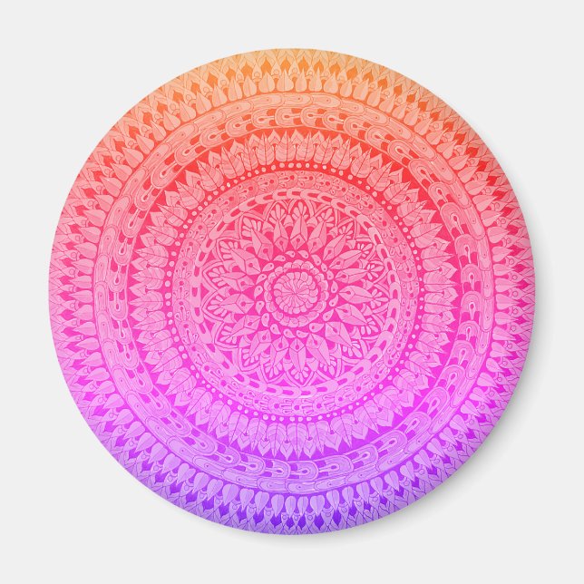Flerfärgad Mandala Originalkonst  Magnet (Framsidan)