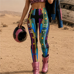 Flerfärgad metallisk mekanisk Android-robot Leggings