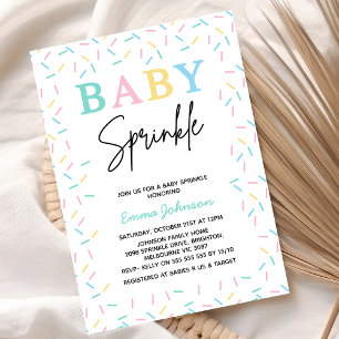 Flerfärgad modern Baby Sprinkle Baby Shower Inbjudningar