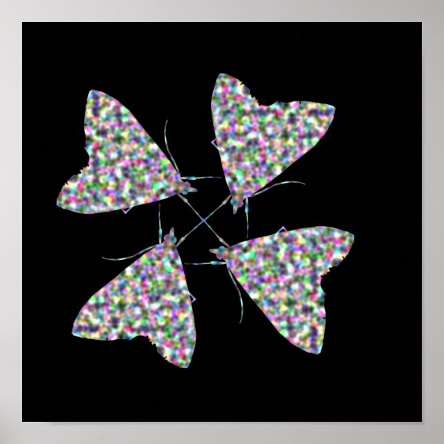Flerfärgad Moth Arttryck Poster (Framsidan)