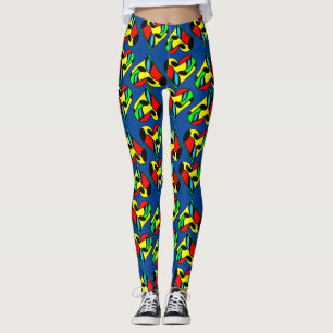 Flerfärgad Musiknot Hjärtmönster Leggings