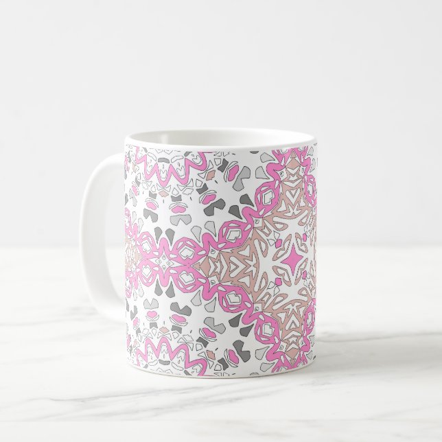 Flerfärgad ornament mandala kalejdoskop  kaffemugg (Framsida vänster)