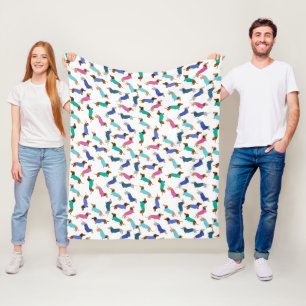 Flerfärgad Pastell Dachshund Flanellfilt Fleecefilt