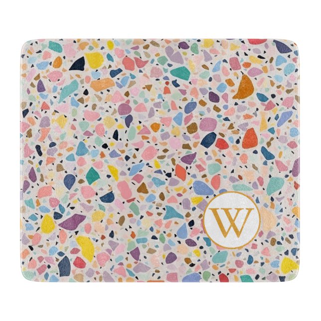 Flerfärgad Pastell Terrazzo Skärbräda (Framsidan)