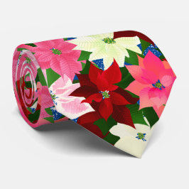 Flerfärgad poinsettia-jul slips
