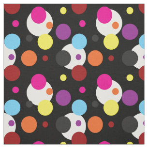 Flerfärgad Polka dots på svart Tyg
