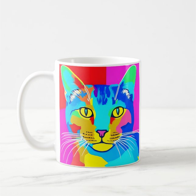 Flerfärgad poppgrafik Porträtt Kaffemugg (Vänster)