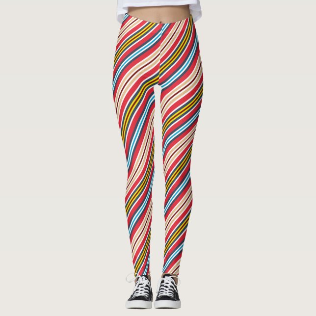 Flerfärgad Rand Mönster-57666 Leggings (Framsida)