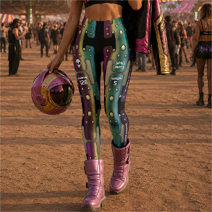 Flerfärgad regnbåge metall rymd flicka grungy robo leggings