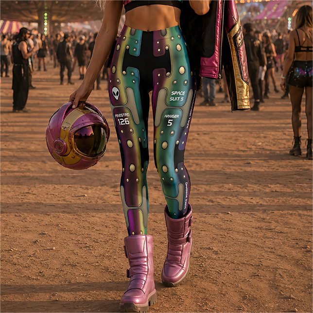 Flerfärgad regnbåge metall rymd flicka grungy robo leggings (Skapare uppladdad)