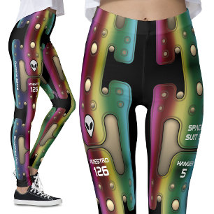 Flerfärgad regnbåge Metall Space Girl Grungy Robot Leggings