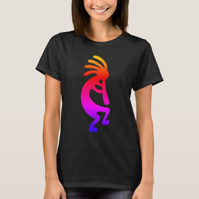 Flerfärgad regnbåge Ombre Kokopelli T Shirt (Framsida)